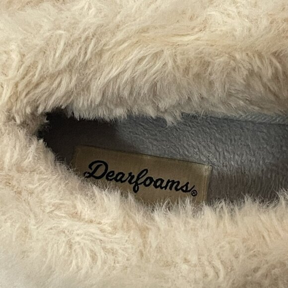 Dearfoams Women's Clog Slippers Gray Faux Fur Memory Foam Total Comfort L 9-10 - Picture 6 of 9